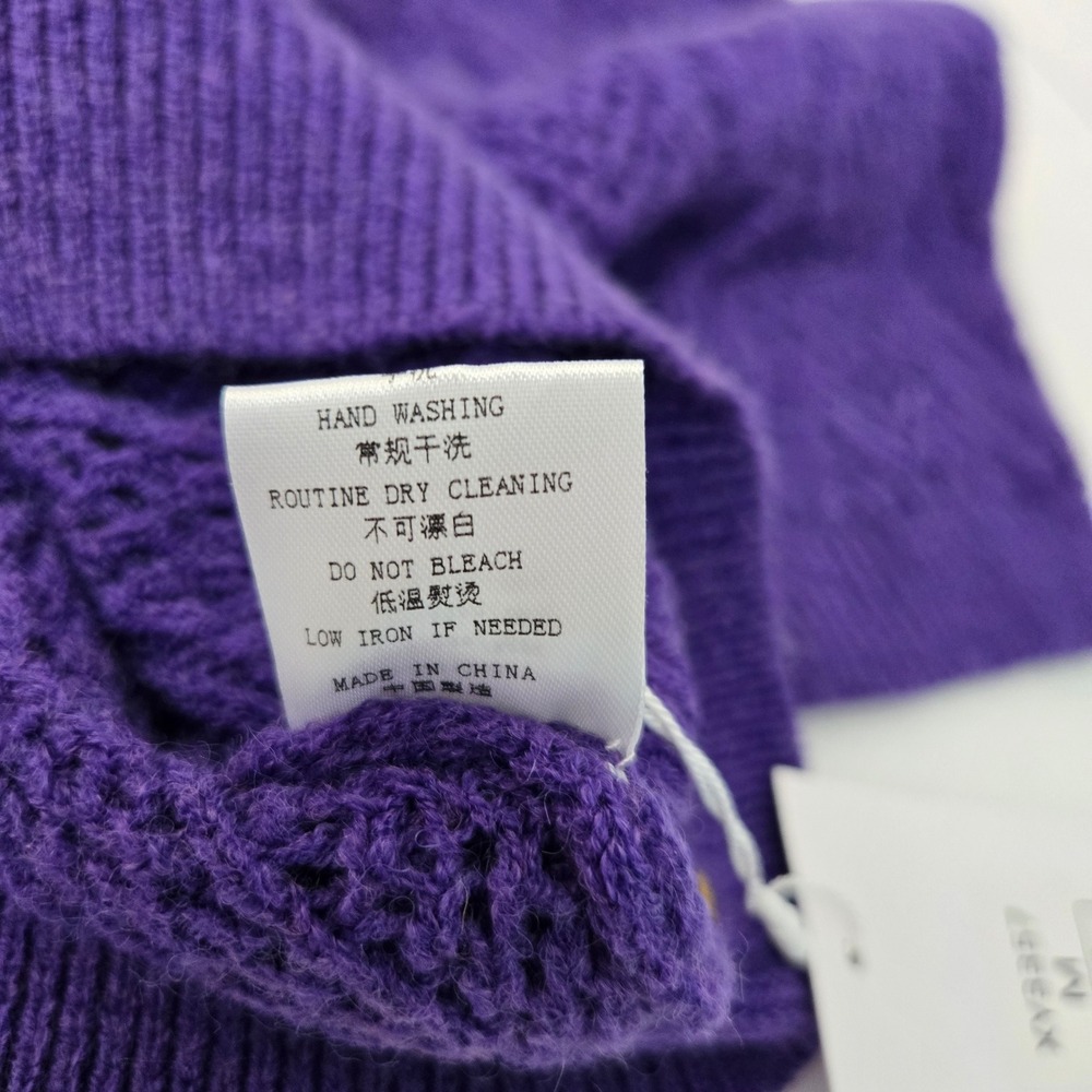 Knit Mix Purple Knit Short Sleeve Top Women's Medium Open Stitch Sweater - Picture 8 of 12